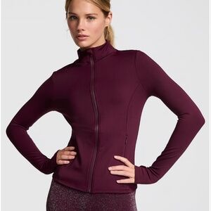 PINK Victoria’s Secret PLUM full zip workout jacket with brushed fleece interior